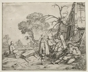 Paysage avec des soldats