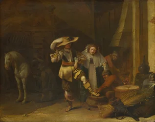 Un homme et une femme dans une cour d