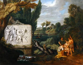 Paysage classique avec des jeunes filles dansant près d