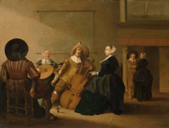 Une compagnie musicale dans un intérieur