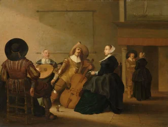 Une compagnie musicale dans un intérieur