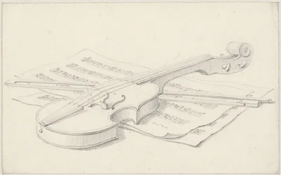 Nature morte avec violon, archet et partition