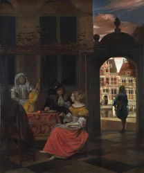 Pieter de Hooch (1629-1684) Une fête musicale dans une cour