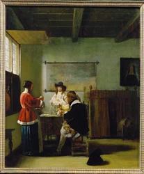 La visite (huile sur bois)