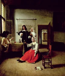 Femme buvant avec des soldats, 1658