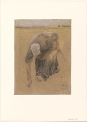 Femme ramassant des épis