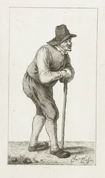 Homme appuyé sur un bâton