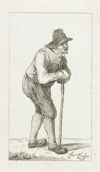 Homme appuyé sur un bâton