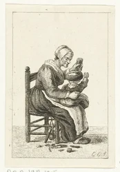 Femme avec enfant sur les genoux