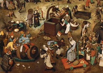 Lutte entre le carnaval et le carême (peinture sur bois de chêne)