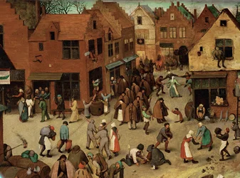 Lutte entre le carnaval et le carême (peinture sur bois de chêne)