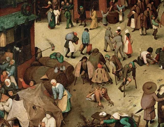 Lutte entre le carnaval et le carême (peinture sur bois de chêne)