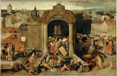 La purification du Temple (peinture sur bois)