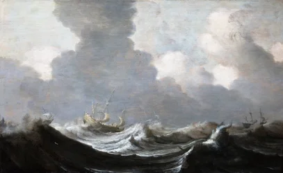 Quatre navires courant devant une tempête, 1630