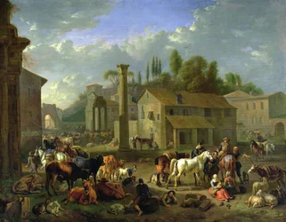 Soldats se reposant dans un village, vers 1697 (huile sur toile)
