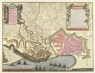 Carte du siège de Barcelone, 1706