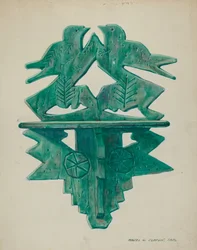 Étagère à oiseaux, vers 1940 (aquarelle)