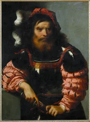 Guerrier en armure, dégainant son épée (peinture sur toile)