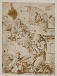 Saint Antoine de Padoue à genoux avec l