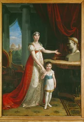 Elisa Bonaparte, sœur de Napoléon Ier, grand-duchesse de Toscane, avec sa fille Napoléon-Elisa ...