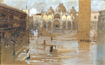 Venise, Place Saint-Marc. Peinture de Fragiacomo.