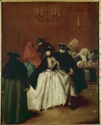 Il Ridotto (la salle privée du Palazzo San Moisè, Venise) ou Masques au Reduto (Il Ridotto o Maschere a 