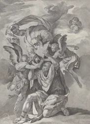 Moïse recevant les Tables de la Loi de Dieu qui descend des cieux, ca. 1730-39