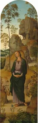 La Crucifixion avec la Vierge, saint Jean, saint Jérôme et sainte Marie-Madeleine [panneau de droite], vers 1482-1485 (huile sur panneau transférée sur toile)