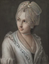 Une jeune femme élégante avec une coiffe en dentelle