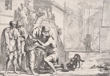 Le retour du fils prodigue, le père embrassant son fils, d