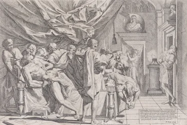 Le suicide du philosophe Caton, qui gît sur son lit en s
