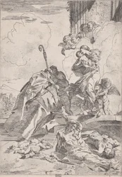 Trois saints lucquois intercédant auprès de la Vierge pour les victimes de la peste..., vers 1630-31