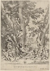 Jeune Femme, Entourée de Cupidons (Le Jardin de la Charité, version verticale)