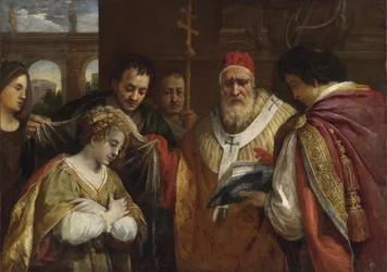 Flavia Domitilla recevant le voile du pape Clément I par Pietro da Cortona