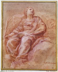 Représentation de Saint Firmine assis sur les nuages