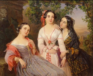 Portrait des sœurs Comtesse Elizaveta Salias De Tournemire, Sophia Sukhovo-Kobylina et Eudokia Petrovo-Solovovo, 1847