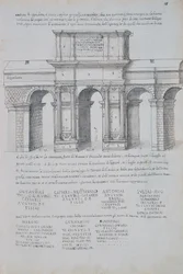 Arc de Claude à Rome, dessin, tiré des Antiquités romaines, par Pirro Ligorio (1513-1583)