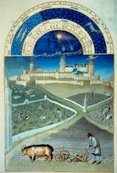 Le mois de mars : le labourage (détail)