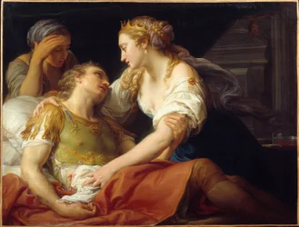 La mort de Marc Antoine, le politicien et général romain Marc Antoine (Marcus Antonius) (83-30 av. J.-C.) mourant dans les bras de Cléopâtre