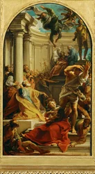 La chute du magicien Simon Magus (peinture sur toile)