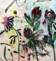Fleurs abstraites aux couleurs changeantes