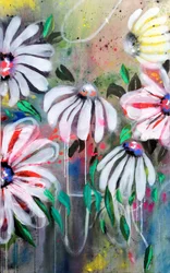 Fleurs abstraites aux couleurs vives
