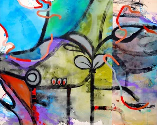 Plante abstraite aux couleurs vives