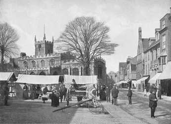 Place du marché, Huntingdon, vers 1896