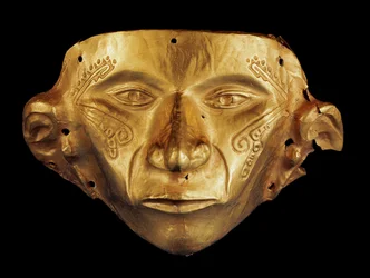 Masque précolombien du parc archéologique de Tierradentro, Alto de San Andres en Colombie