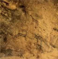 Danse phallique préhistorique, Espagne, Catalogne, Lleida, El Cogul, Grotte des Maures (peinture)