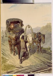 Troïka (attelage russe tiré par trois chevaux)
