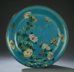 Grand plat en émail cloisonné, fin du 18ème siècle