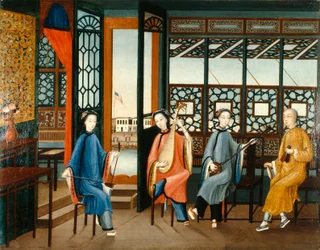 Quatuor musical avec un drapeau américain, vers 1800