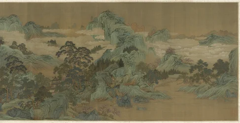 Paysage fluvial en bleu et vert, XVIIe-XVIIIe siècle